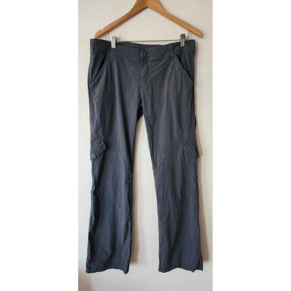 Prana Utility Cargo Wide Leg Pants Gray Gorpcore Hiking Convertible Capris 12